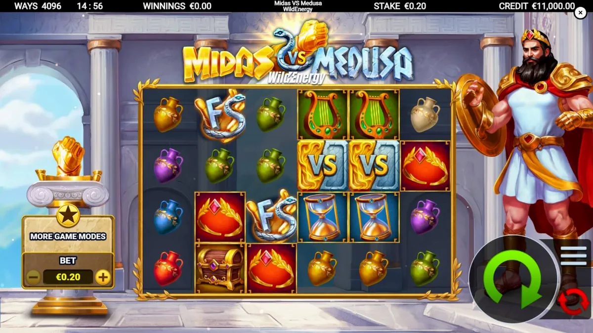 Midas VS Medusa WildEnergy slot gameplay interface